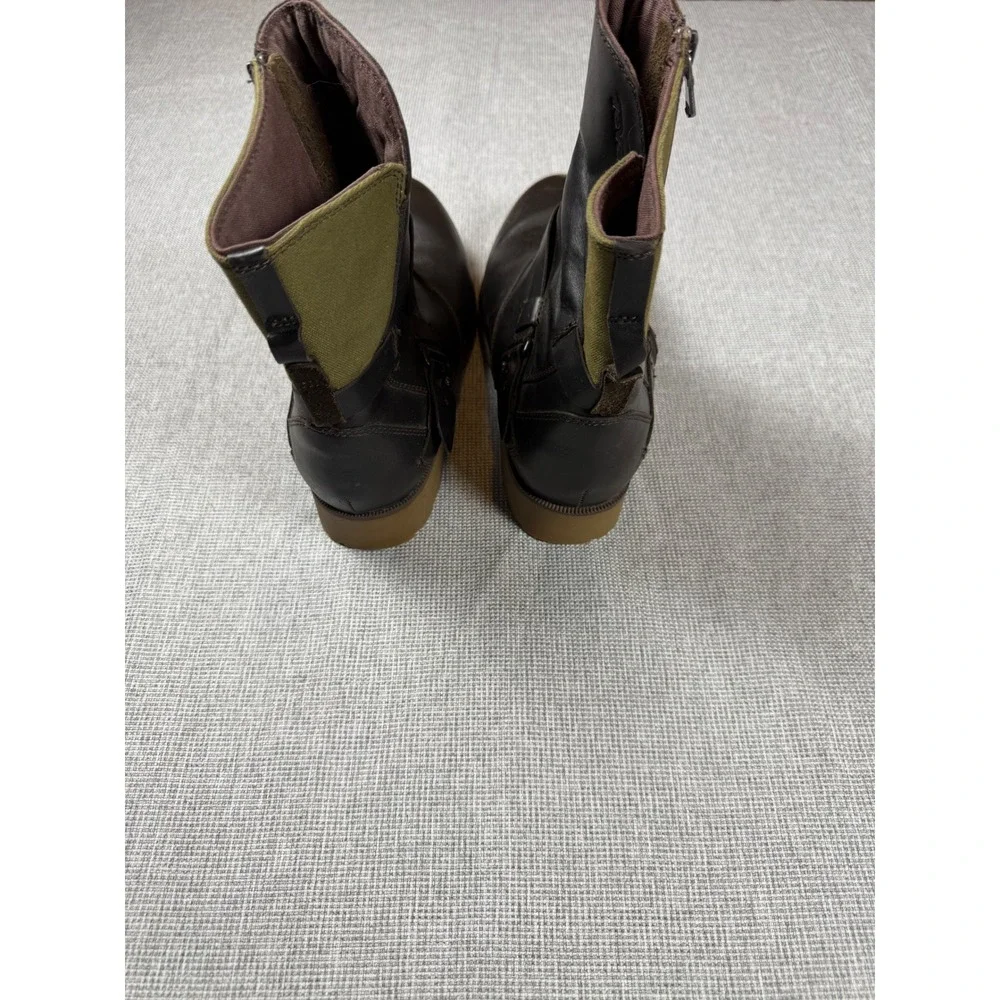 Teva Womens Black Waterproof Leather Canvas Ankle Boots Buckle Size 9 Hiking